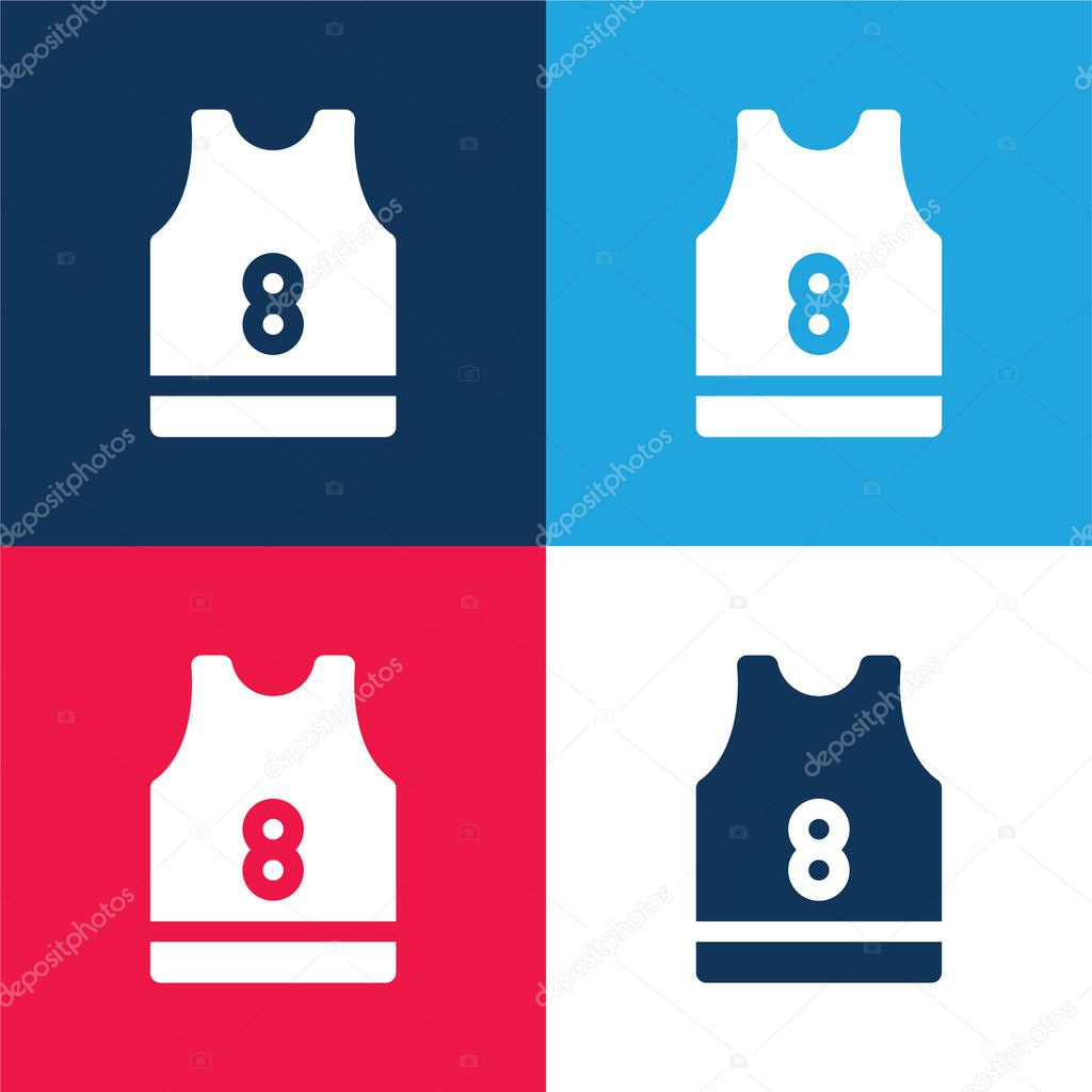 Basketball Jersey blue and red four color minimal icon set