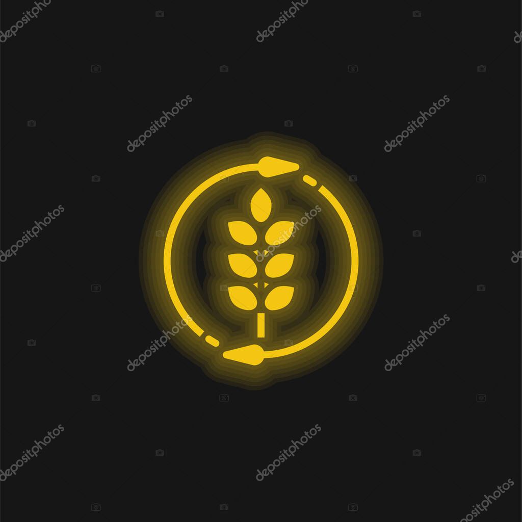 Agronomy yellow glowing neon icon
