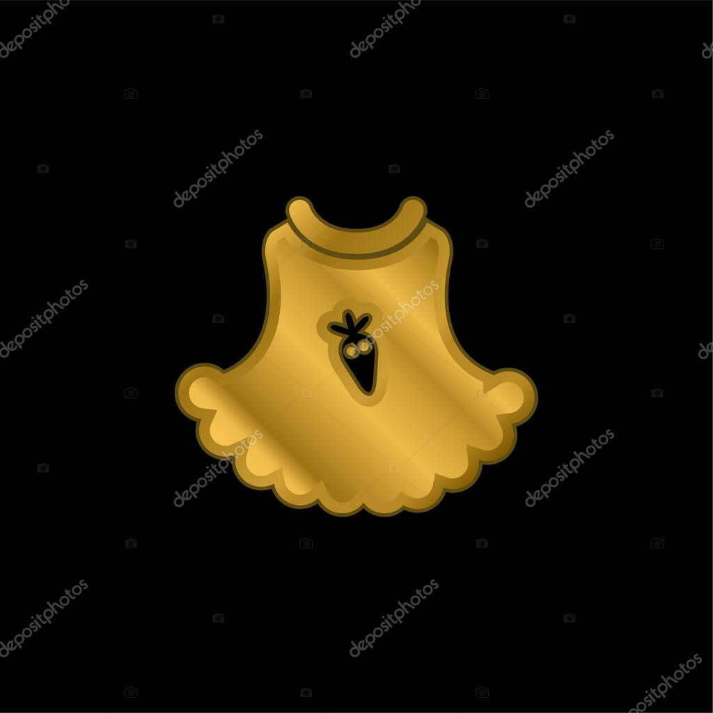 Baby Dress With A Strawberry Cartoon Illustration gold plated metalic icon or logo vector