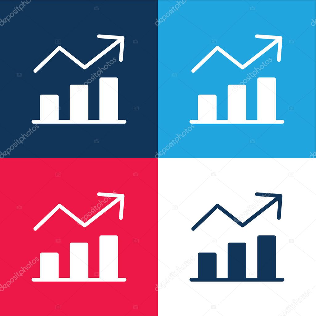 Analytics blue and red four color minimal icon set