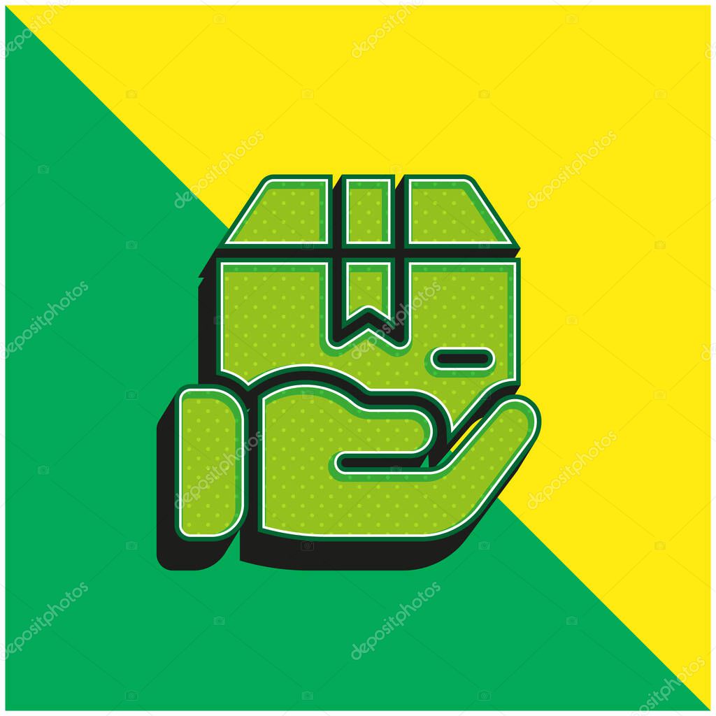 Box Green and yellow modern 3d vector icon logo