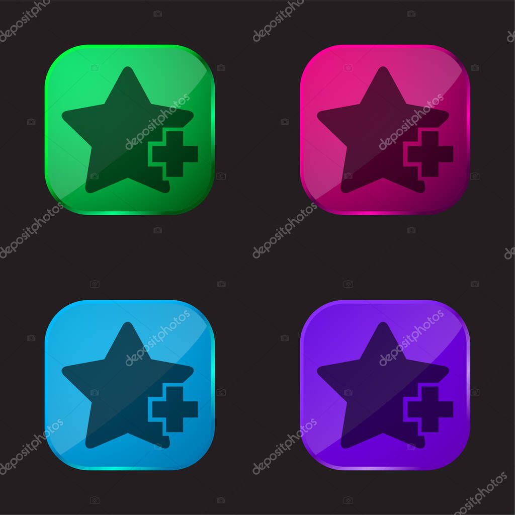 Add A Star Interface Symbol four color glass button icon