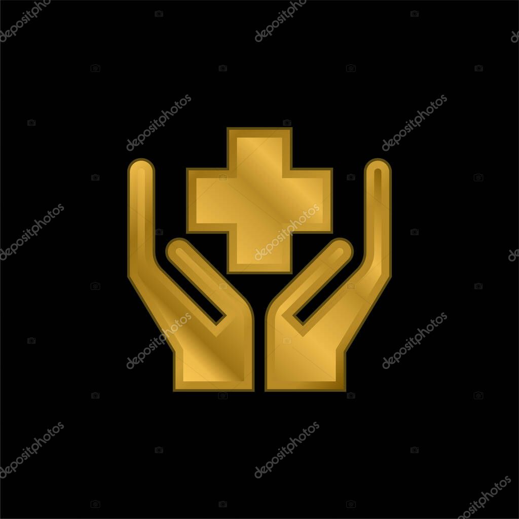 Benefits gold plated metalic icon or logo vector