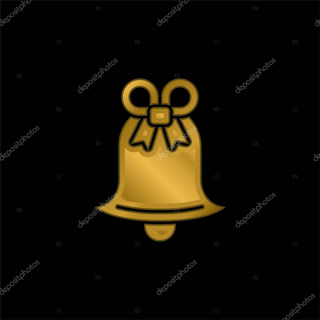 Bell gold plated metalic icon or logo vector