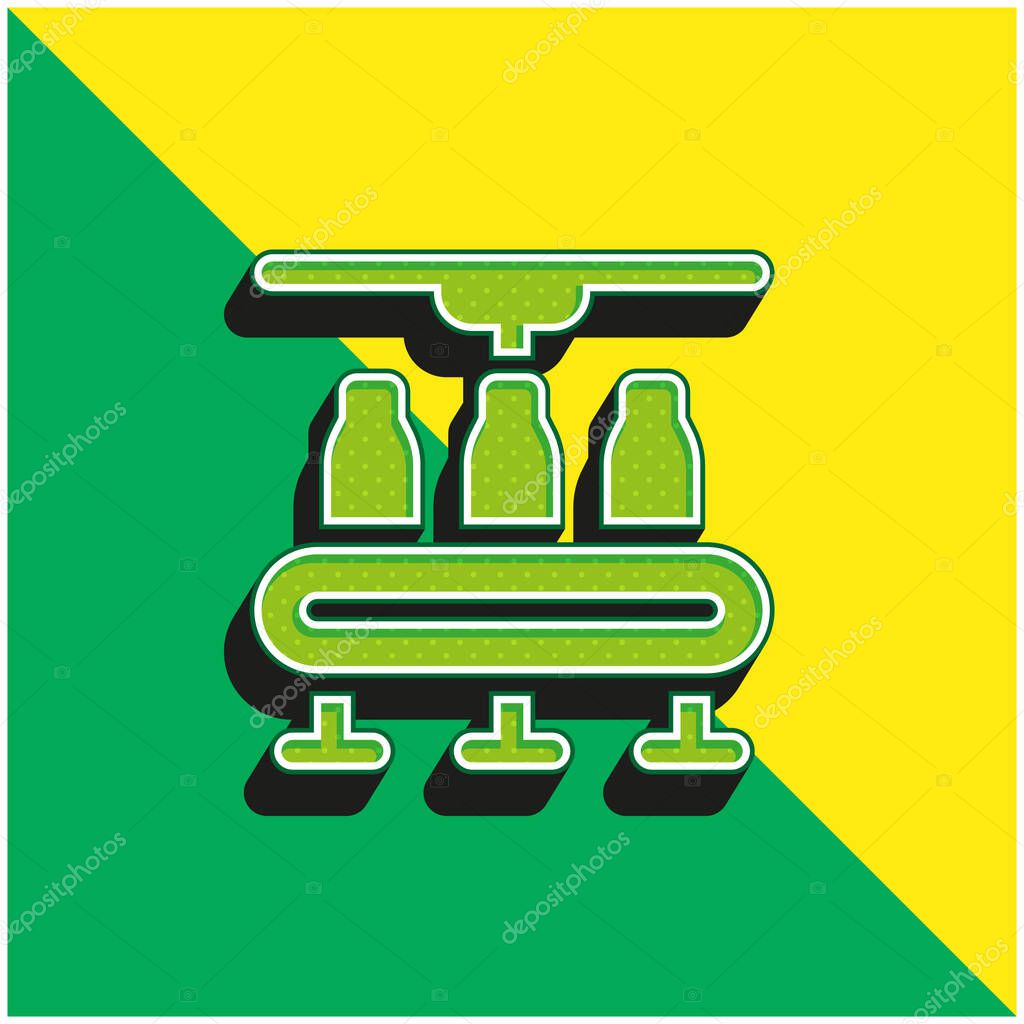 Bottles Green and yellow modern 3d vector icon logo