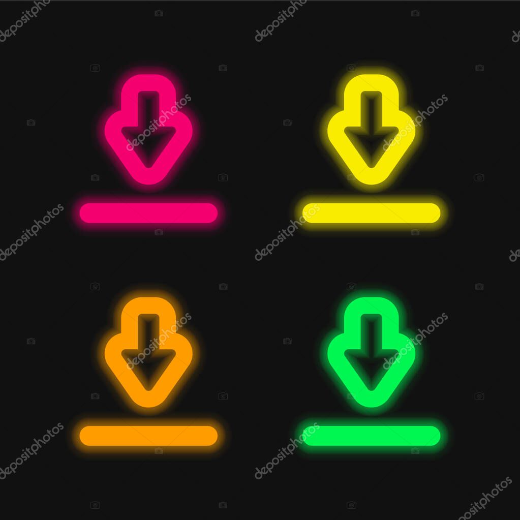 Big Download Arrow four color glowing neon vector icon