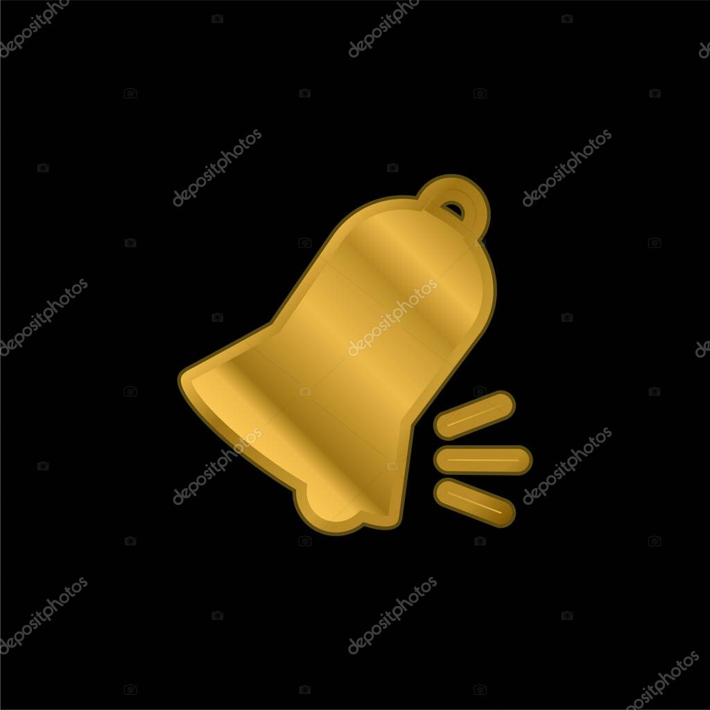 Bell Sound gold plated metalic icon or logo vector