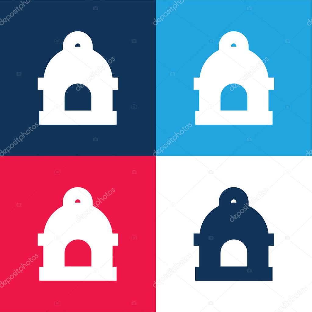 Bird House blue and red four color minimal icon set