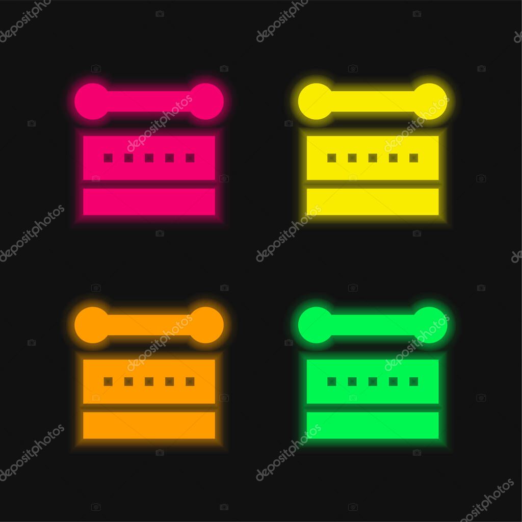 Bodhr n four color glowing neon vector icon