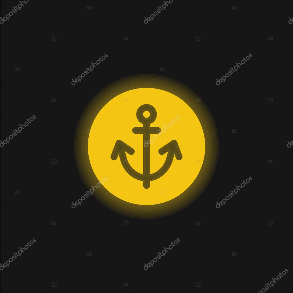 Anchor yellow glowing neon icon