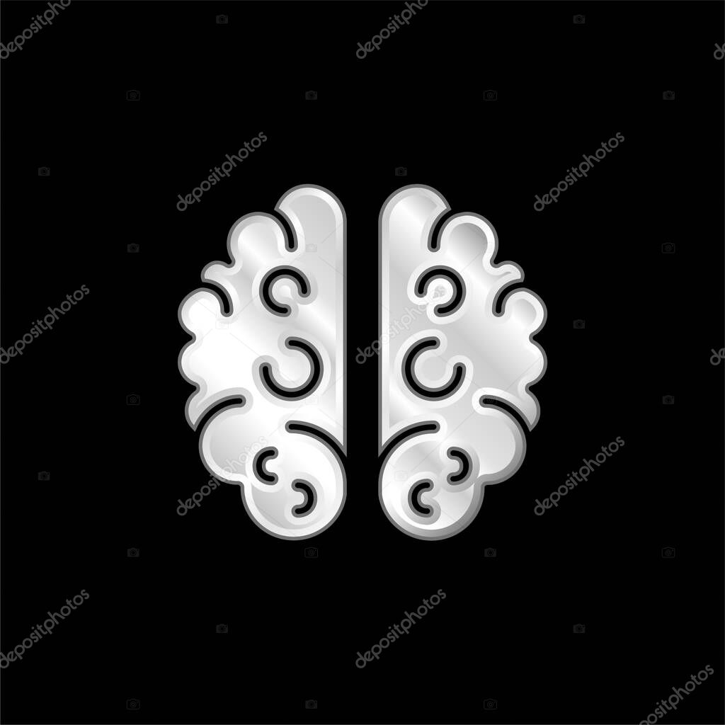 Brain silver plated metallic icon