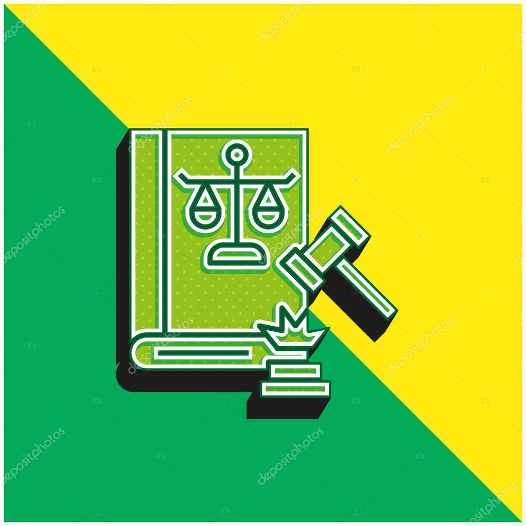 Auction Green and yellow modern 3d vector icon logo