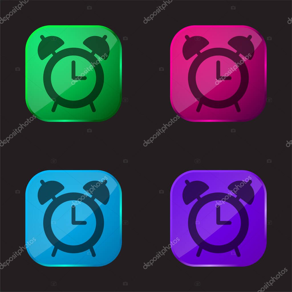 Alarm Clock four color glass button icon