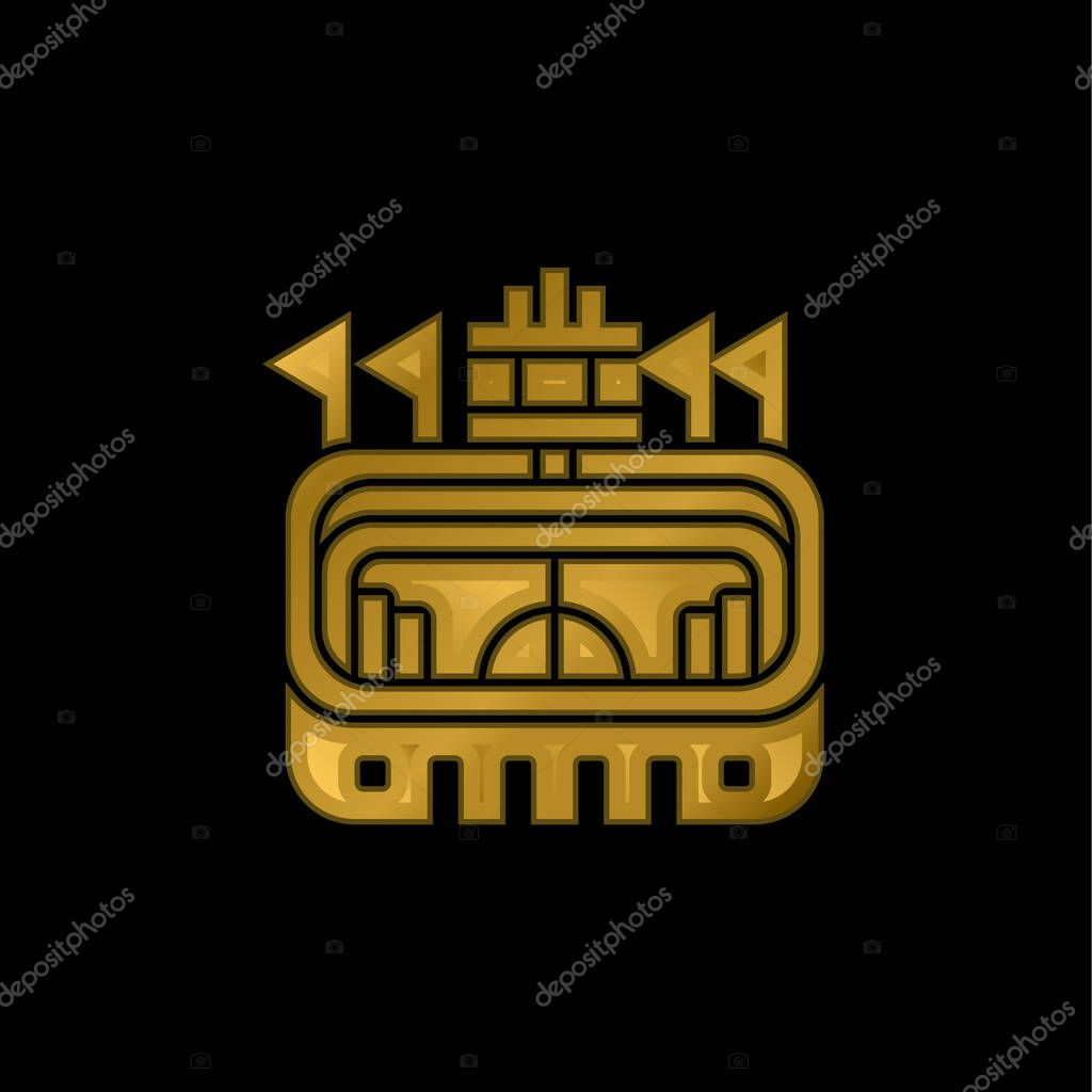 Arena gold plated metalic icon or logo vector