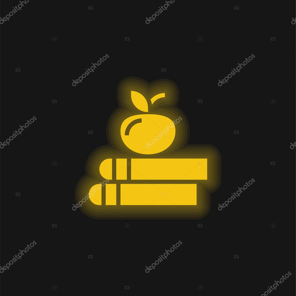 Book yellow glowing neon icon