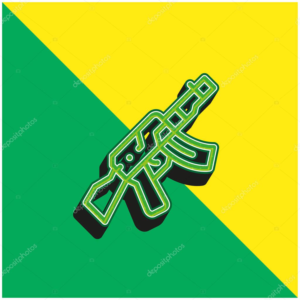 Assault Rifle Green and yellow modern 3d vector icon logo