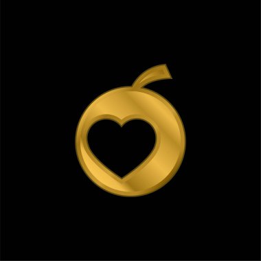 Elma altın kaplama metalik simge veya logo vektörü