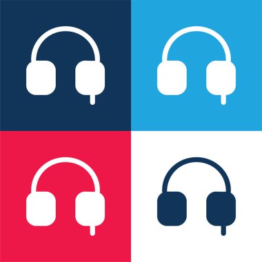 Auriculars Katı Araç Sembolü Mavi ve Kırmızı Dört Renk Simgesi Minimum Simgesi