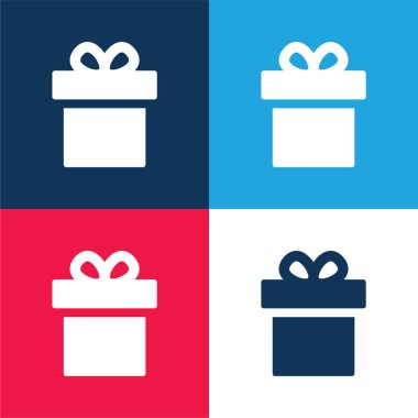 Birthday Present blue and red four color minimal icon set clipart