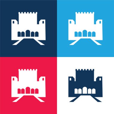 Alhambra blue and red four color minimal icon set clipart