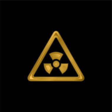 Biyolojik Tehlike Üçgensel Sinyal Altın Kaplama Metal Simgesi veya logo Vektörü