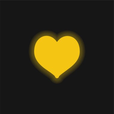 Kara Yürek Sarı şekilli parlak neon simgesi