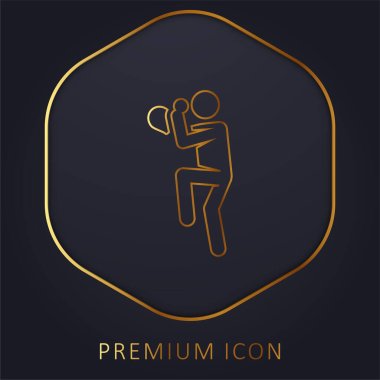 Baseball Player golden line premium logo or icon clipart