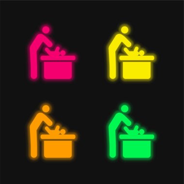 Bebek değişen dört renk neon vektör simgesi