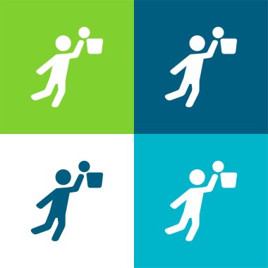 Basketbolcu Zıplaması ve Top Düz Dört Renk Simgesi