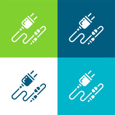 Batarya Düz 4 renk en küçük simge seti