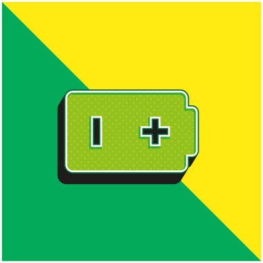 Pil Yeşil ve Sarı modern 3D vektör simgesi logosu