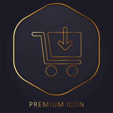 Add Cart golden line premium logo or icon clipart