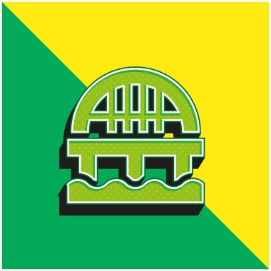 Köprü Yeşil ve Sarı modern 3D vektör simgesi logosu