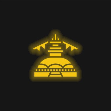 Boudhanath sarı parlak neon simgesi