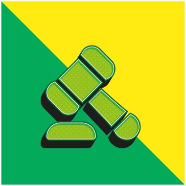 Açık Artırma Yeşil ve Sarı 3D modern vektör simgesi logosu