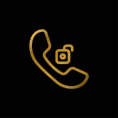 Auricular Phone Unlocked gold plated metalic icon or logo vector clipart