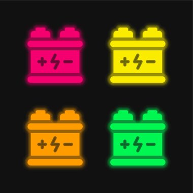 Pil dört renk parlayan neon vektör simgesi