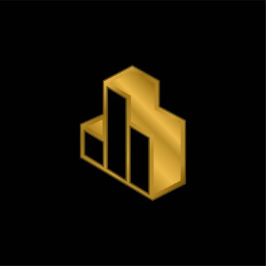 3d Çubuk Grafik altın kaplama metalik simge veya logo vektörü