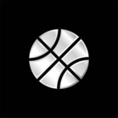 Basketbol gümüş kaplama metalik ikon