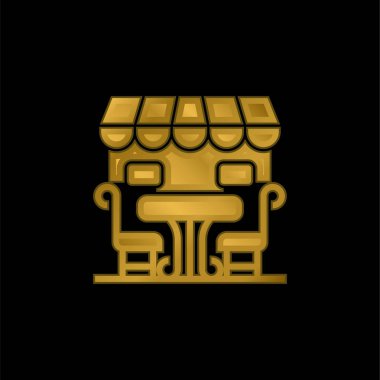 Bistro altın kaplama metalik simge veya logo vektörü