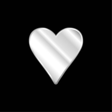 Black Heart Love Symbol silver plated metallic icon clipart