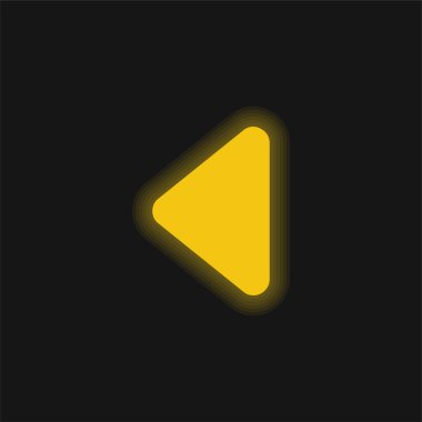 Siyah Üçgen Ok başı Sol Yön 'ü işaret ediyor. Sarı parlak neon simgesi