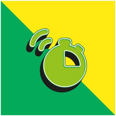 Alarm Saati Yeşil ve Sarı 3D vektör simgesi