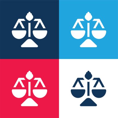 Balance blue and red four color minimal icon set clipart