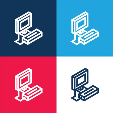 Atari blue and red four color minimal icon set clipart
