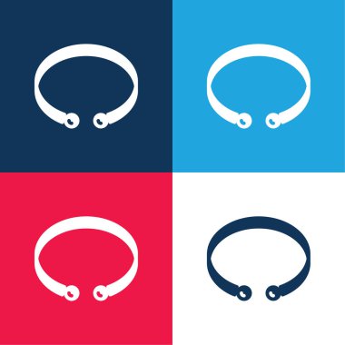 Bilezik mavi ve kırmızı dört renk minimal simge kümesi