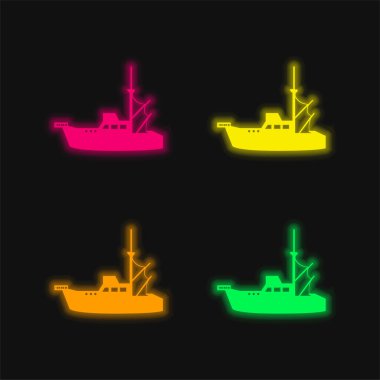 Parlayan dört renk neon vektör simgesi