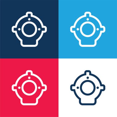 Aqualung mavi ve kırmızı dört renk en küçük simge kümesi