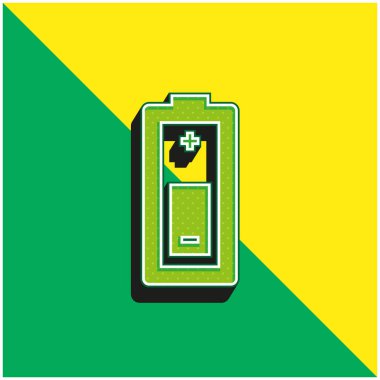 Pil Yeşil ve Sarı modern 3D vektör simgesi logosu