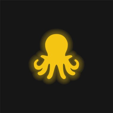 Aquarium Octopus yellow glowing neon icon clipart